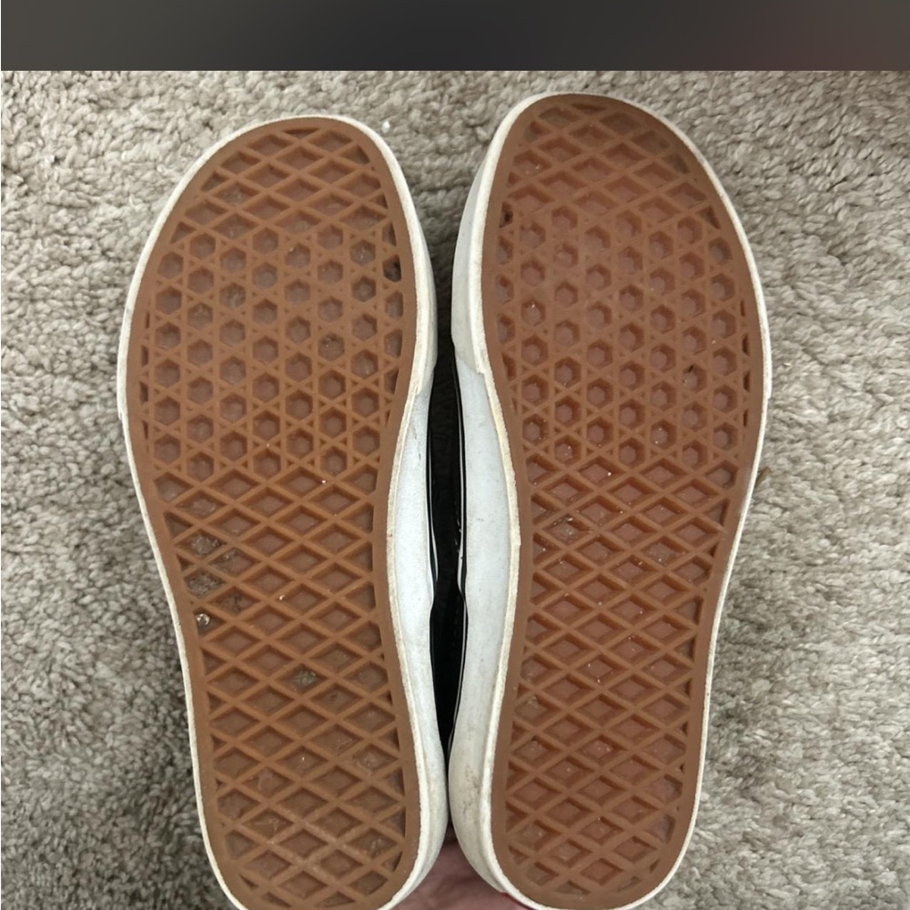 Vans Black Slip-On Canvas Loafers with White Trim - Picture 5 of 6